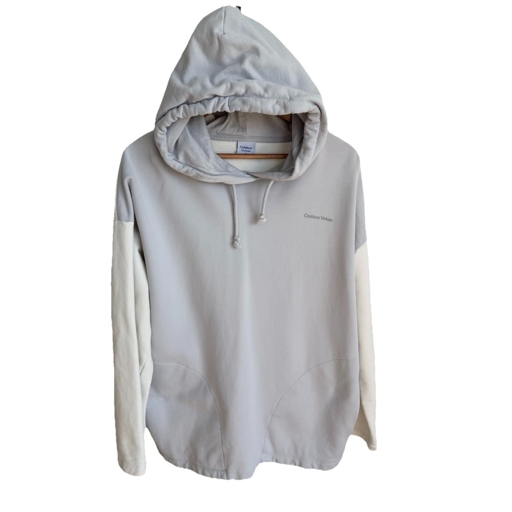 Outdoor Voices Sweater Oversized Hoodie Pockets Dove/Bone Long Sleeve Sz Medium